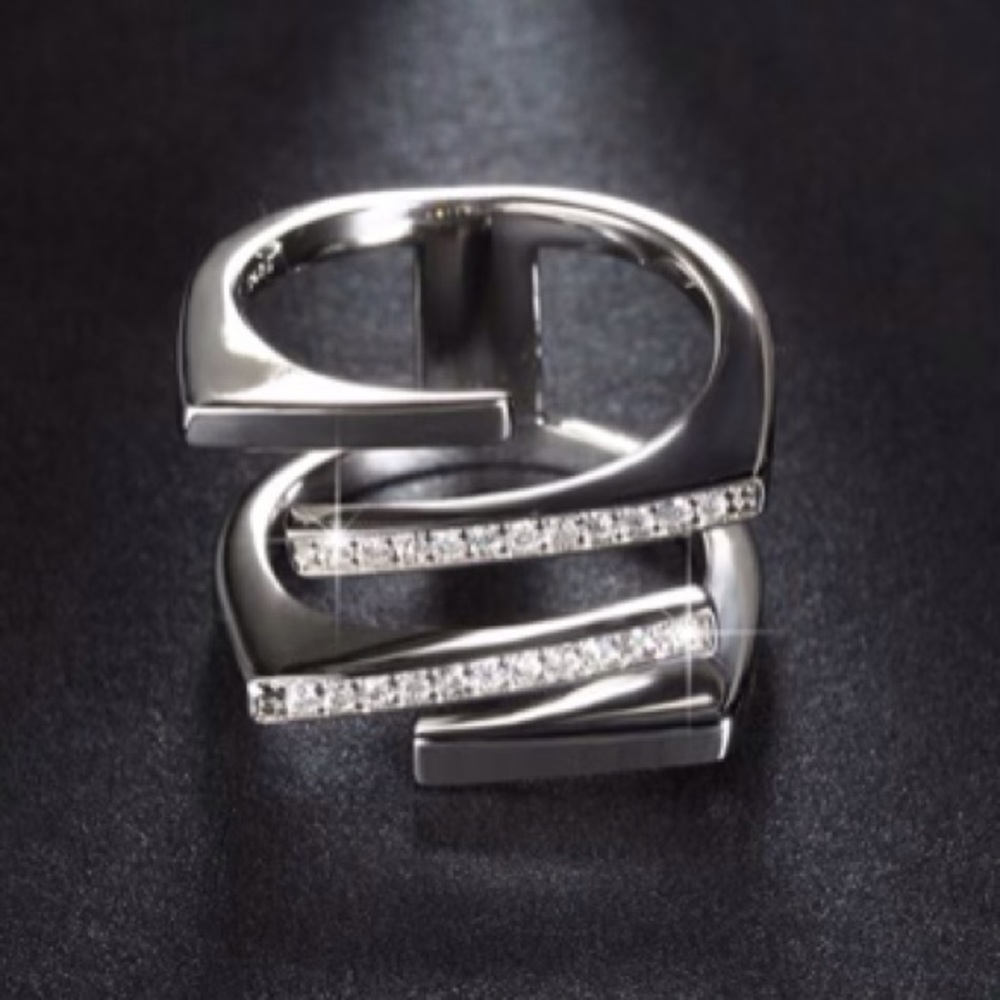 Unique Geometric Design Sterling Silver Ring